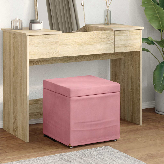 Taburet Roz 41 x 41 x 40 cm Catifea și lemn stratificat - WALTI WALTI