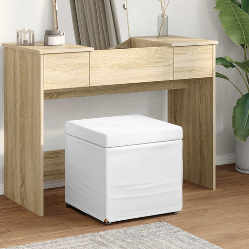 Taburet Alb 41 x 41 x 40 cm Piele ecologică și lemn stratificat - WALTI WALTI