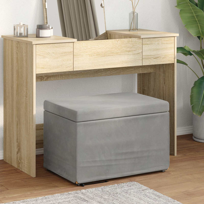 Taburet Gri deschis 61 x 41 x 40 cm Catifea și lemn stratificat - WALTI WALTI