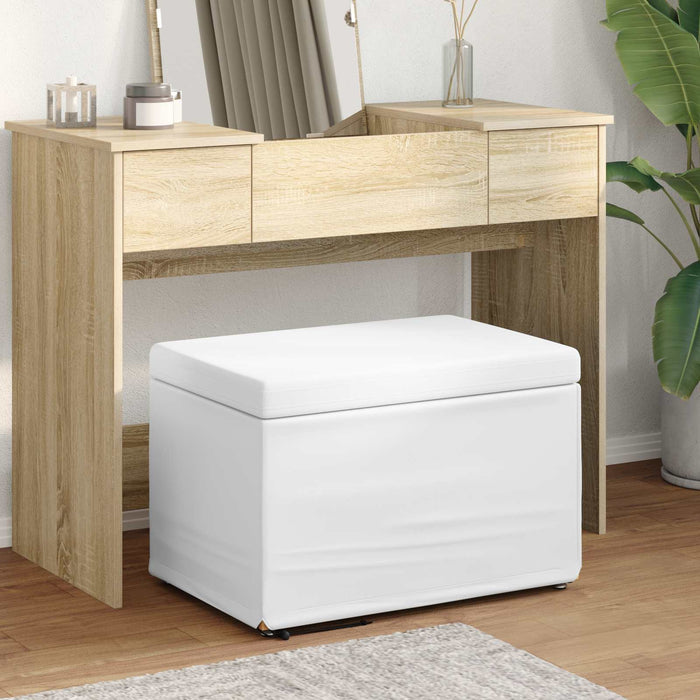 Taburet Alb 61 x 41 x 40 cm Piele ecologică și lemn stratificat - WALTI WALTI