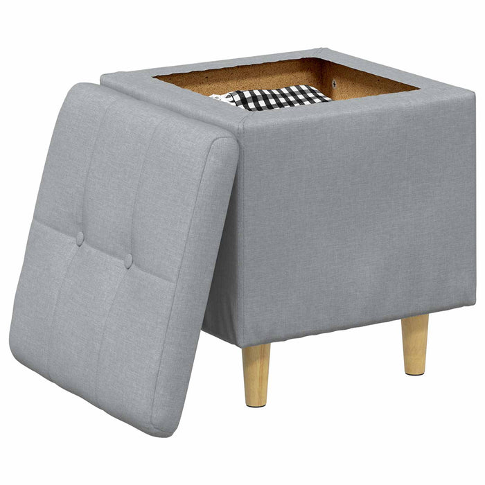 Ottoman cu Depozitare Gri deschis 40 x 40 x 45 cm țesătură - WALTI WALTI