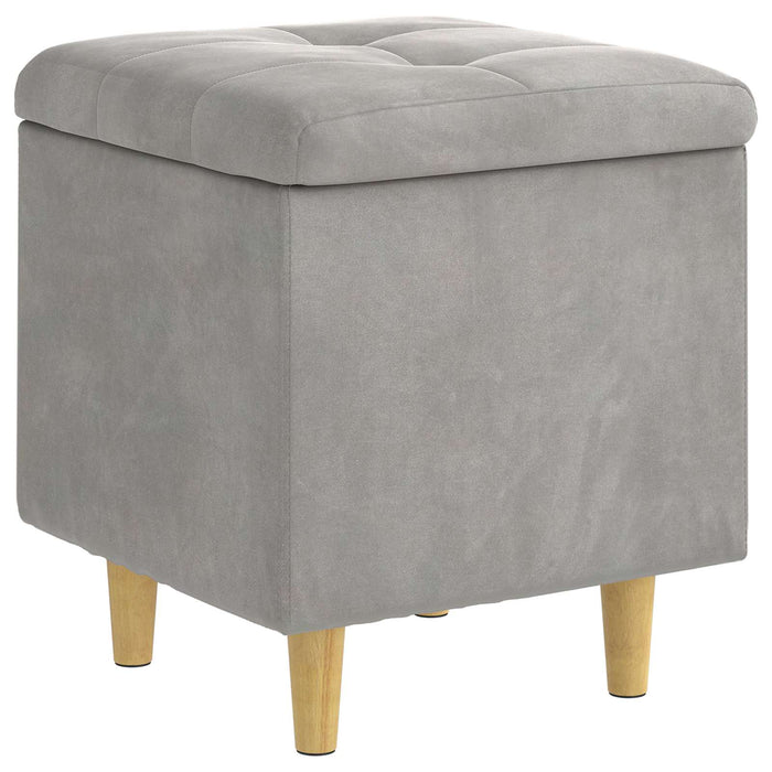 Ottomană de depozitare Gri deschis 40 x 40 x 45 cm Catifea - WALTI WALTI