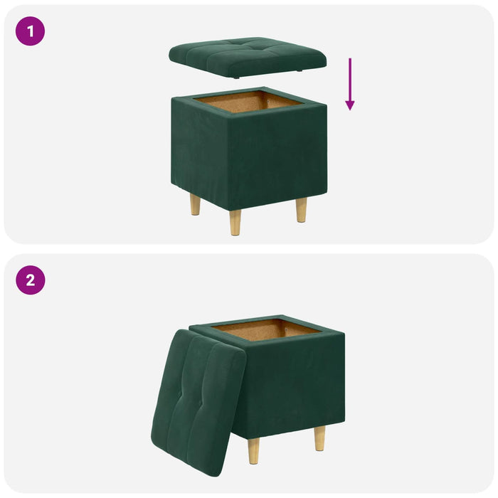 Ottomană de depozitare Verde închis 40 x 40 x 45 cm Catifea - WALTI WALTI