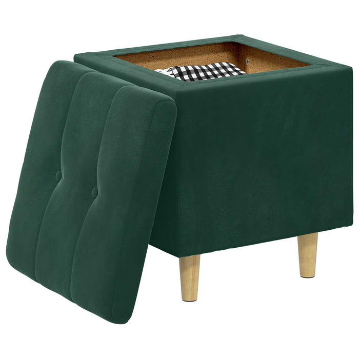 Ottomană de depozitare Verde închis 40 x 40 x 45 cm Catifea - WALTI WALTI