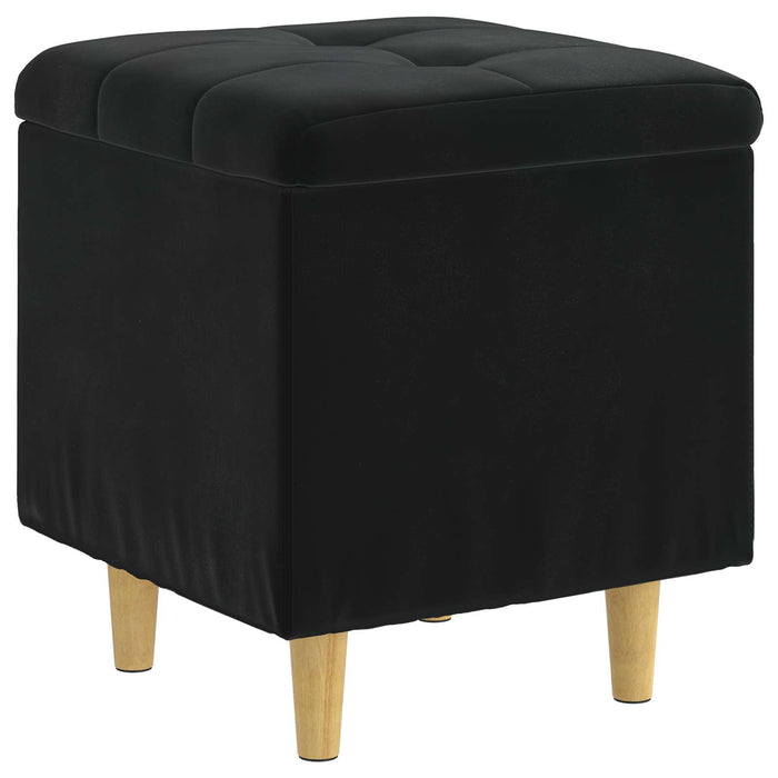 Ottomană de depozitare cu pernă Negru 40 x 40 x 45 cm Catifea - WALTI WALTI