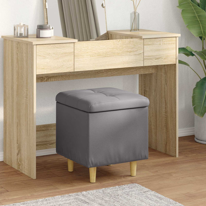 Ottomană de depozitare Gri 40 x 40 x 45 cm Piele artificială - WALTI WALTI