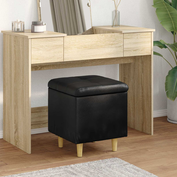 Ottomană de depozitare Negru 40 x 40 x 45 cm Piele artificială - WALTI WALTI