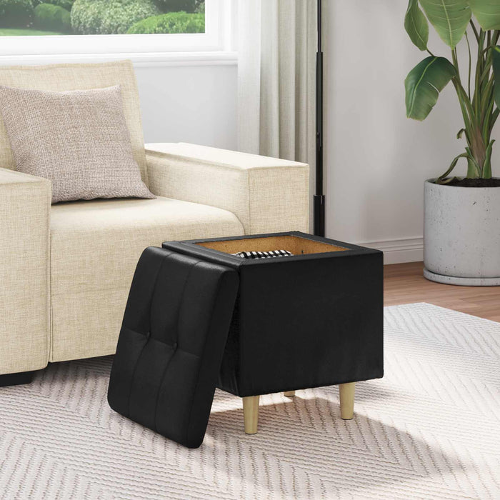 Ottomană de depozitare Negru 40 x 40 x 45 cm Piele artificială - WALTI WALTI