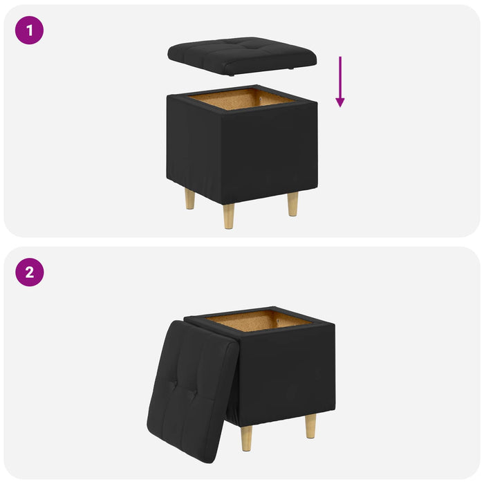 Ottomană de depozitare Negru 40 x 40 x 45 cm Piele artificială - WALTI WALTI