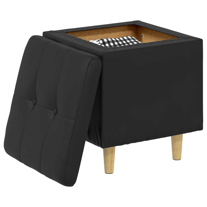 Ottomană de depozitare Negru 40 x 40 x 45 cm Piele artificială - WALTI WALTI