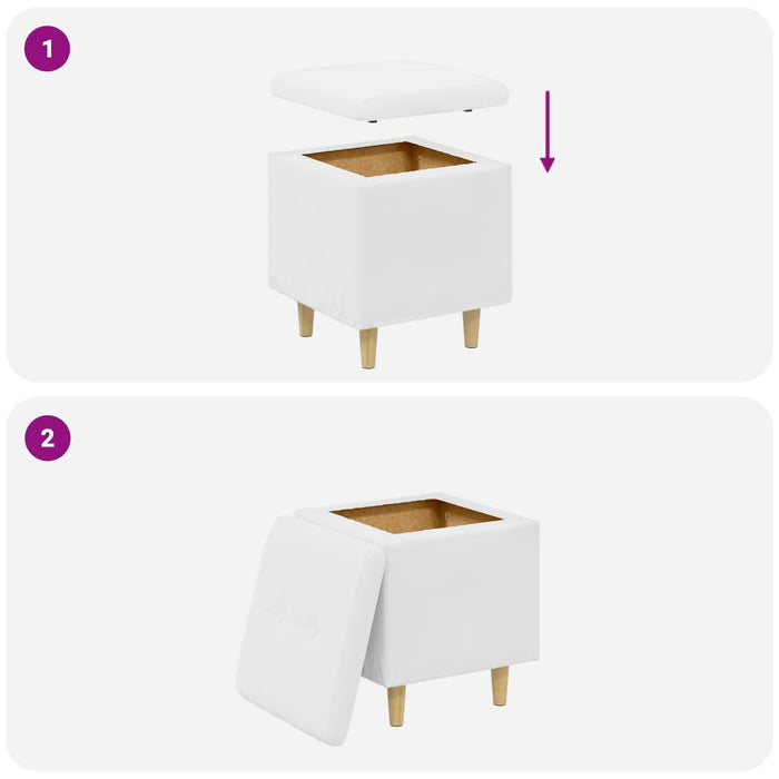 Ottomană de depozitare Alb 40 x 40 x 45 cm Piele artificială - WALTI WALTI