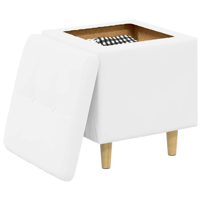 Ottomană de depozitare Alb 40 x 40 x 45 cm Piele artificială - WALTI WALTI