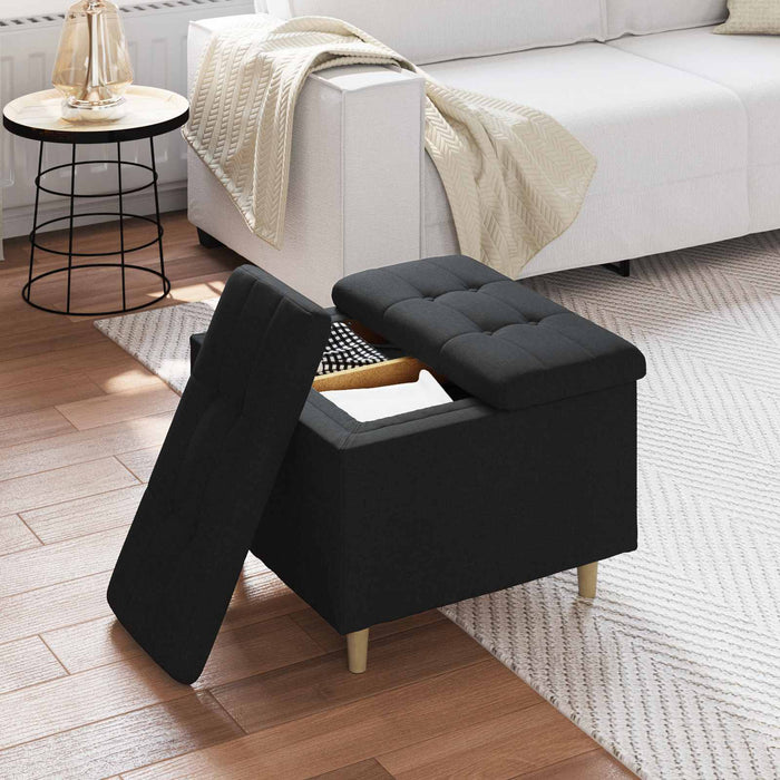 Ottomană de depozitare cu pernă Negru 60 x 60 x 45 cm țesătură - WALTI WALTI
