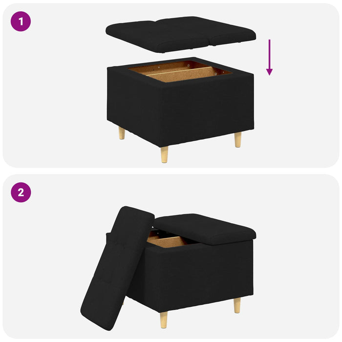 Ottomană de depozitare cu pernă Negru 60 x 60 x 45 cm țesătură - WALTI WALTI