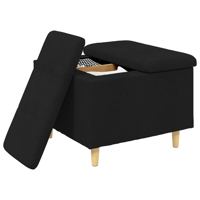 Ottomană de depozitare cu pernă Negru 60 x 60 x 45 cm țesătură - WALTI WALTI