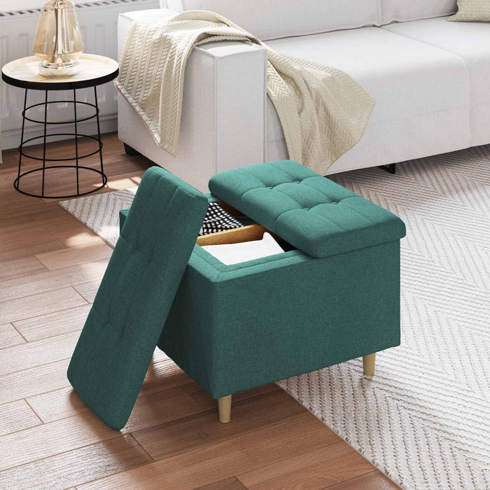 Ottomană de depozitare Verde închis 60 x 60 x 45 cm țesătură - WALTI WALTI