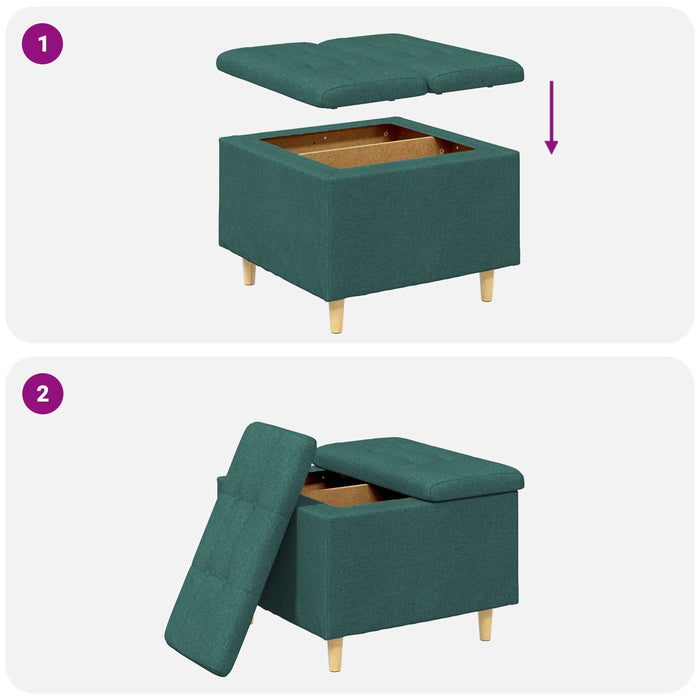 Ottomană de depozitare Verde închis 60 x 60 x 45 cm țesătură - WALTI WALTI