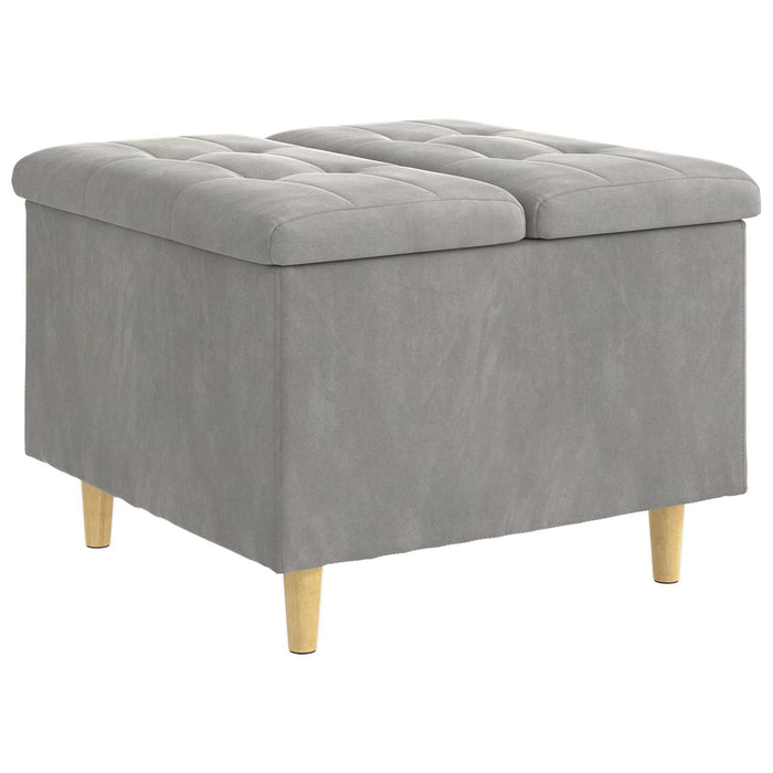 Ottomană de depozitare Gri deschis 60 x 60 x 45 cm Catifea - WALTI WALTI