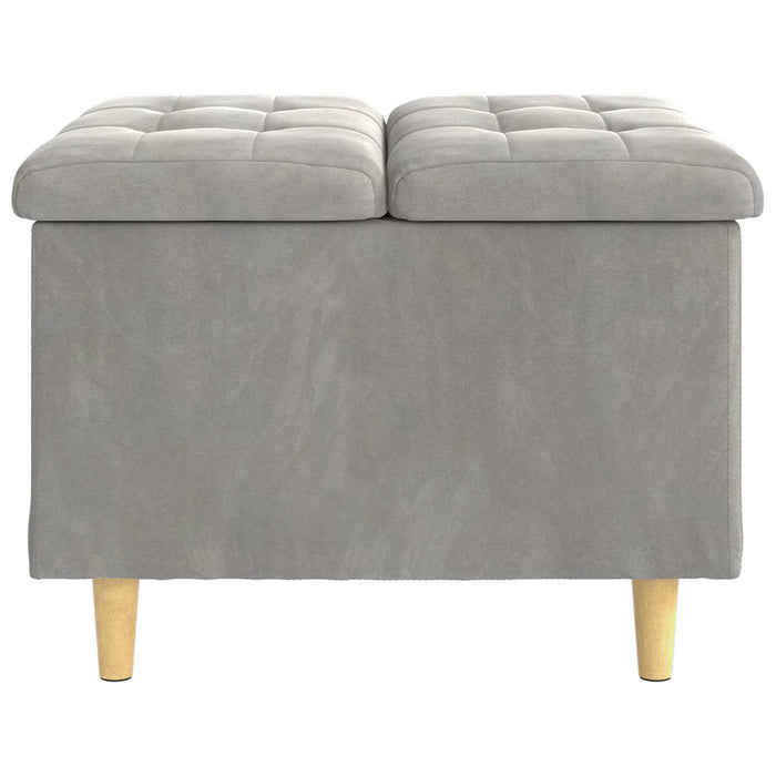 Ottomană de depozitare Gri deschis 60 x 60 x 45 cm Catifea - WALTI WALTI
