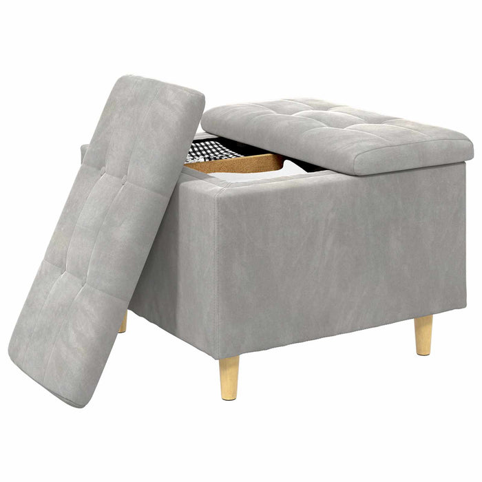 Ottomană de depozitare Gri deschis 60 x 60 x 45 cm Catifea - WALTI WALTI