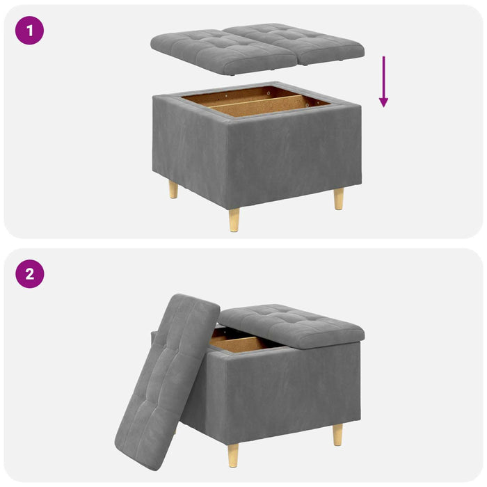 Ottomană de depozitare Gri închis 60 x 60 x 45 cm Catifea - WALTI WALTI