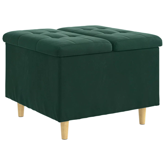 Ottomană de depozitare Verde închis 60 x 60 x 45 cm Catifea - WALTI WALTI