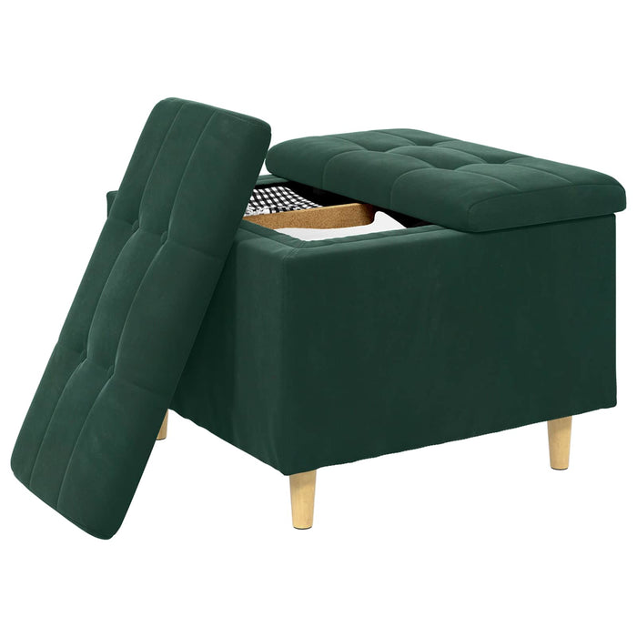 Ottomană de depozitare Verde închis 60 x 60 x 45 cm Catifea - WALTI WALTI