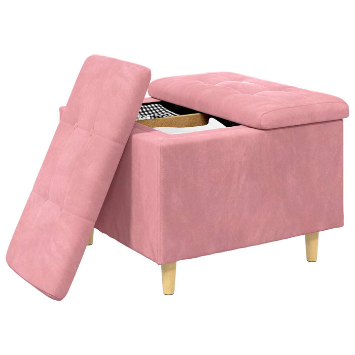 Ottomană de depozitare cu pernă Roz 60 x 60 x 45 cm Catifea - WALTI WALTI