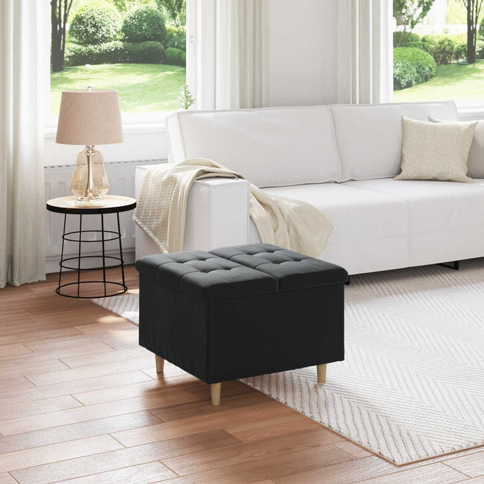Ottomană de depozitare cu pernă Negru 60 x 60 x 45 cm Catifea - WALTI WALTI