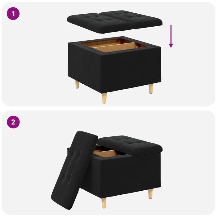 Ottomană de depozitare cu pernă Negru 60 x 60 x 45 cm Catifea - WALTI WALTI