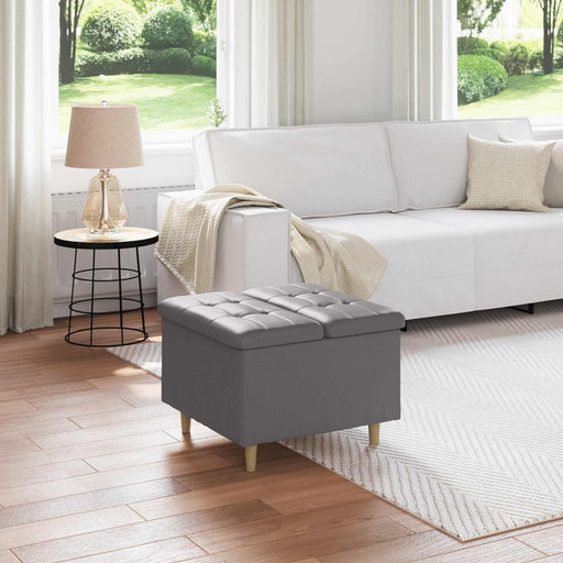 Ottomană de depozitare Gri 60 x 60 x 45 cm Piele artificială - WALTI WALTI