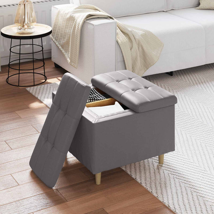 Ottomană de depozitare Gri 60 x 60 x 45 cm Piele artificială - WALTI WALTI