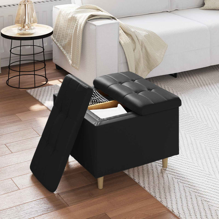 Ottomană de depozitare Negru 60 x 60 x 45 cm Piele artificială - WALTI WALTI