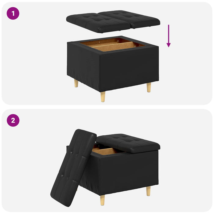 Ottomană de depozitare Negru 60 x 60 x 45 cm Piele artificială - WALTI WALTI