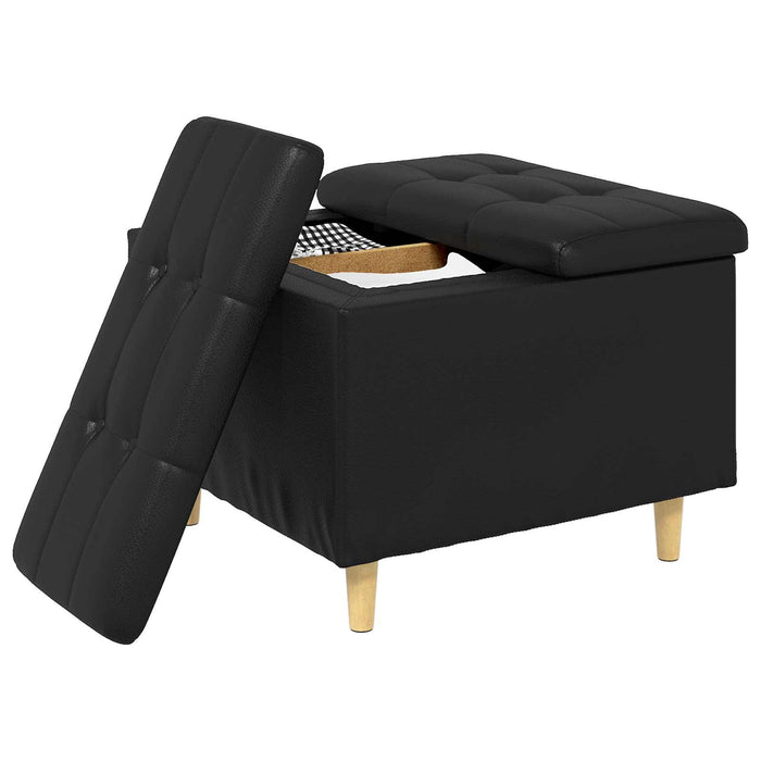 Ottomană de depozitare Negru 60 x 60 x 45 cm Piele artificială - WALTI WALTI