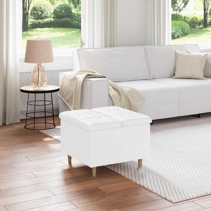 Ottomană de depozitare Alb 60 x 60 x 45 cm Piele artificială - WALTI WALTI