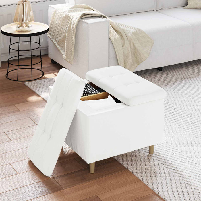 Ottomană de depozitare Alb 60 x 60 x 45 cm Piele artificială - WALTI WALTI