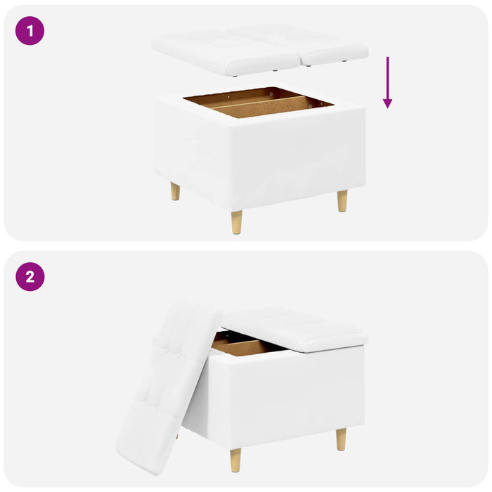 Ottomană de depozitare Alb 60 x 60 x 45 cm Piele artificială - WALTI WALTI