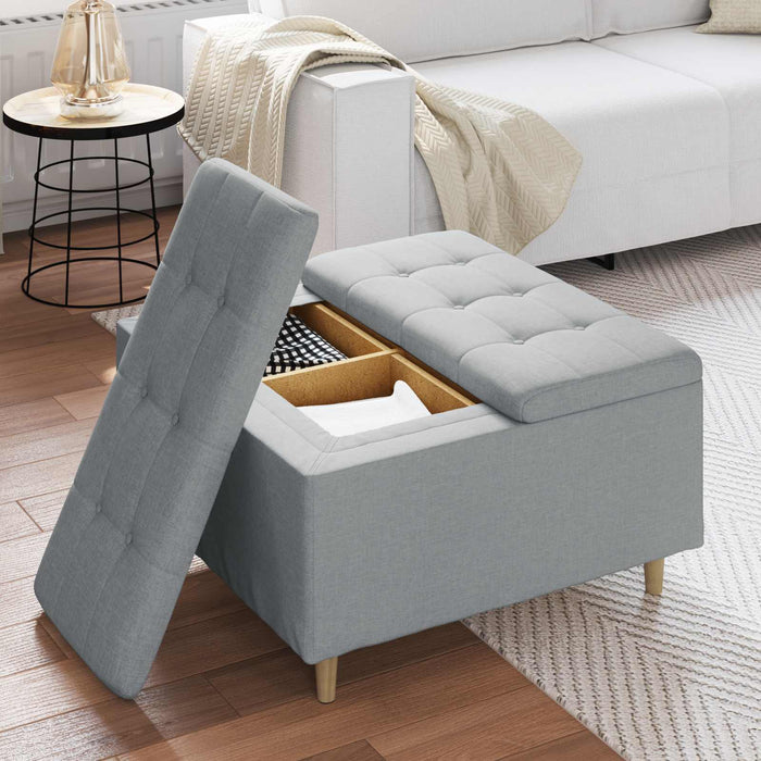 Scaun cu buton cu pernă Gri deschis 80 x 80 x 45 cm țesătură - WALTI WALTI