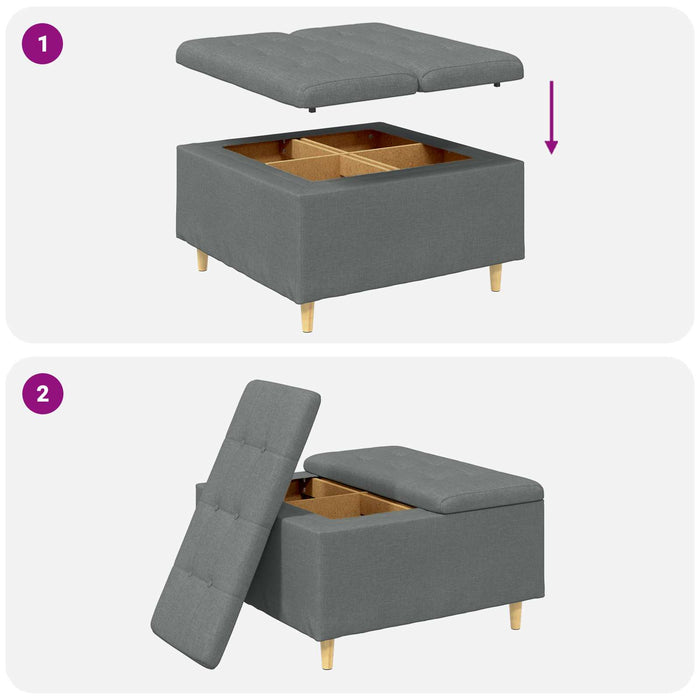 Scaun cu buton cu pernă Gri închis 80 x 80 x 45 cm țesătură - WALTI WALTI