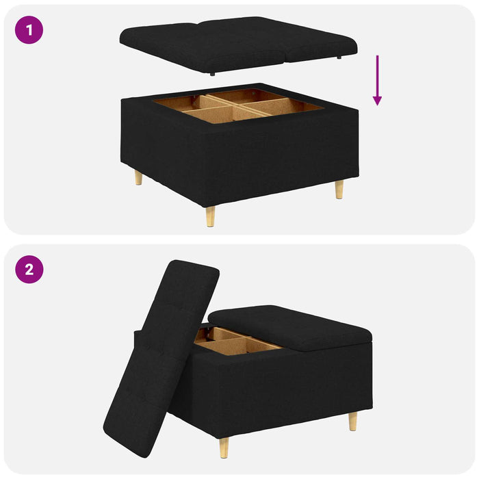 Scaun cu buton cu pernă Negru 80 x 80 x 45 cm țesătură - WALTI WALTI