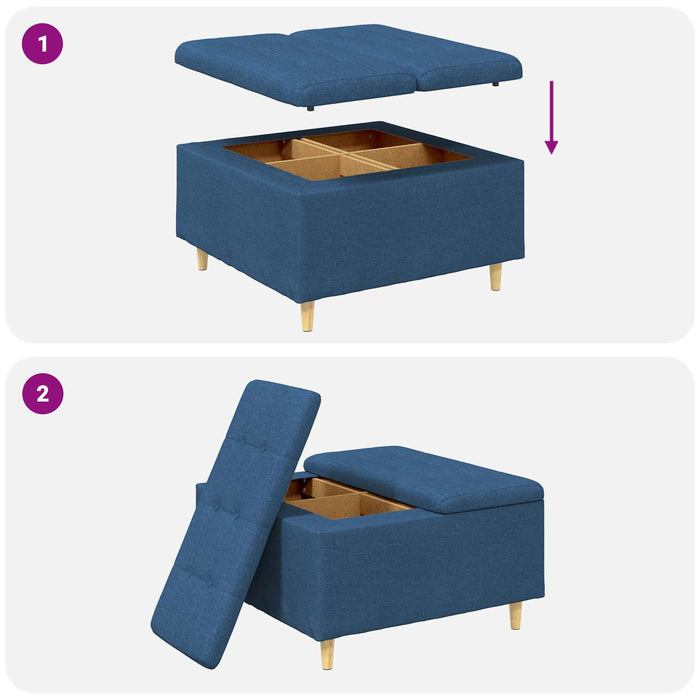 Scaun cu buton cu pernă albastru 80 x 80 x 45 cm țesătură - WALTI WALTI