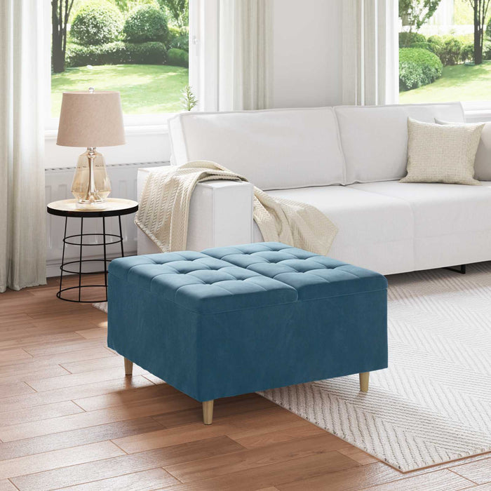 Scaun cu buton cu pernă albastru 80 x 80 x 45 cm Catifea - WALTI WALTI