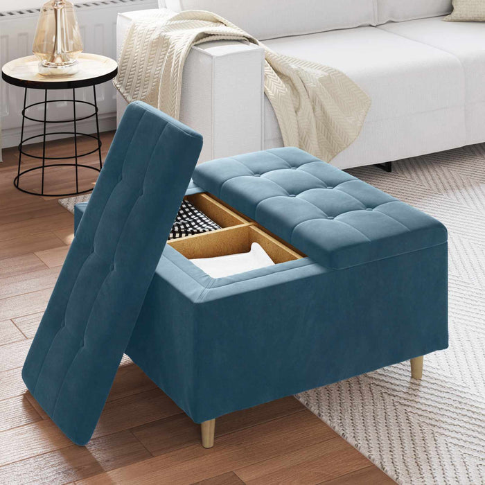 Scaun cu buton cu pernă albastru 80 x 80 x 45 cm Catifea - WALTI WALTI