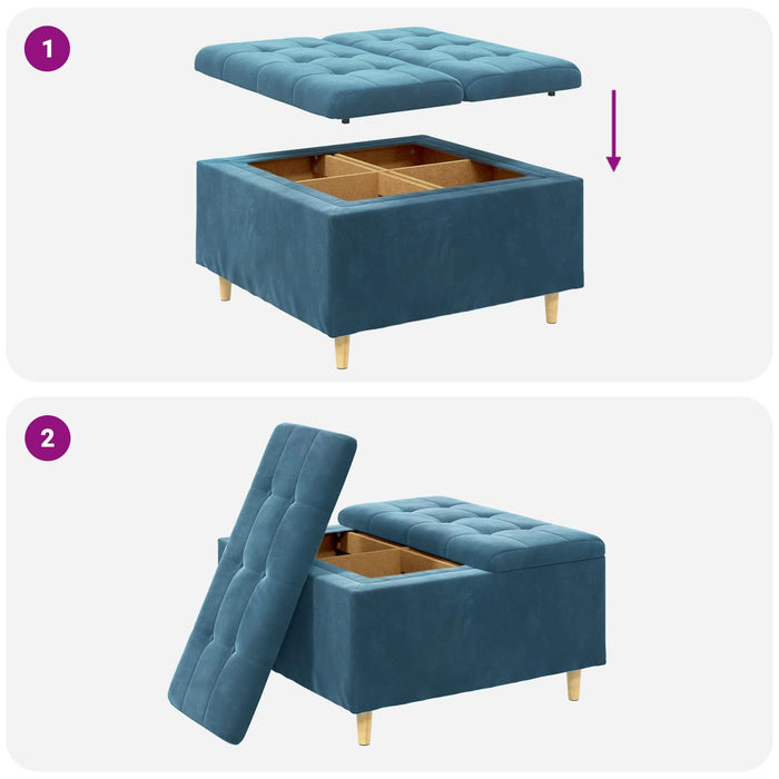 Scaun cu buton cu pernă albastru 80 x 80 x 45 cm Catifea - WALTI WALTI