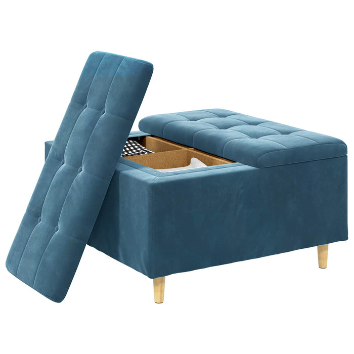 Scaun cu buton cu pernă albastru 80 x 80 x 45 cm Catifea - WALTI WALTI