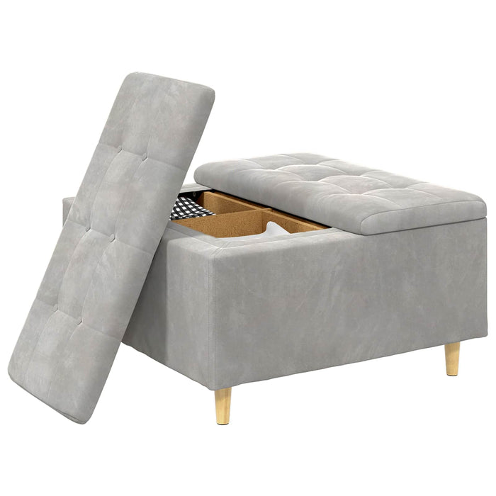 Scaun cu buton cu pernă Gri deschis 80 x 80 x 45 cm Catifea - WALTI WALTI