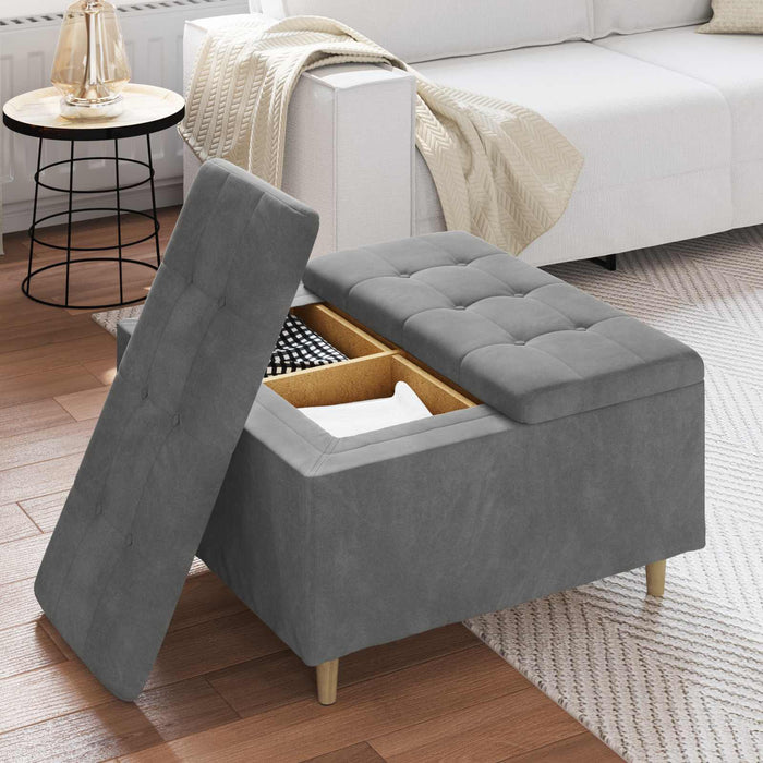Scaun cu buton cu pernă Gri închis 80 x 80 x 45 cm Catifea - WALTI WALTI