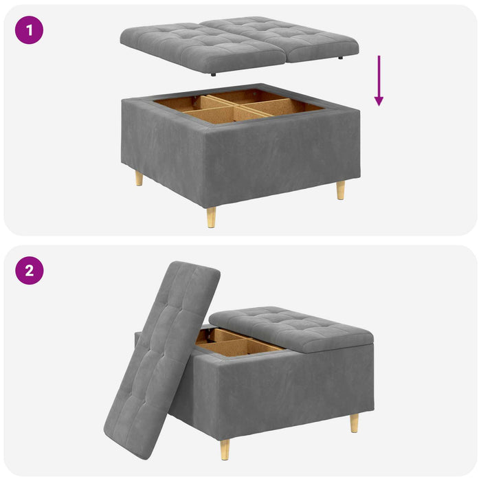 Scaun cu buton cu pernă Gri închis 80 x 80 x 45 cm Catifea - WALTI WALTI