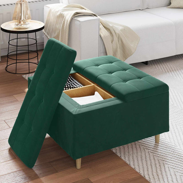 Scaun cu buton cu pernă Verde închis 80 x 80 x 45 cm Catifea - WALTI WALTI